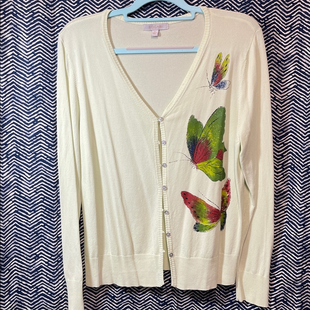 Bogari Light Green Sweater Butterfly Detail